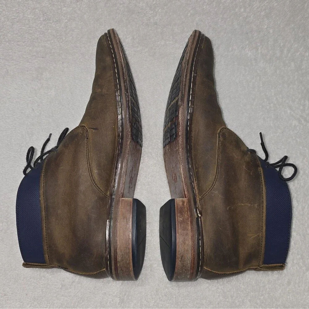 Cole Haan Men's Size 10.5 Colton Chukka Leather Boots Brown Blue Lace Up C11771